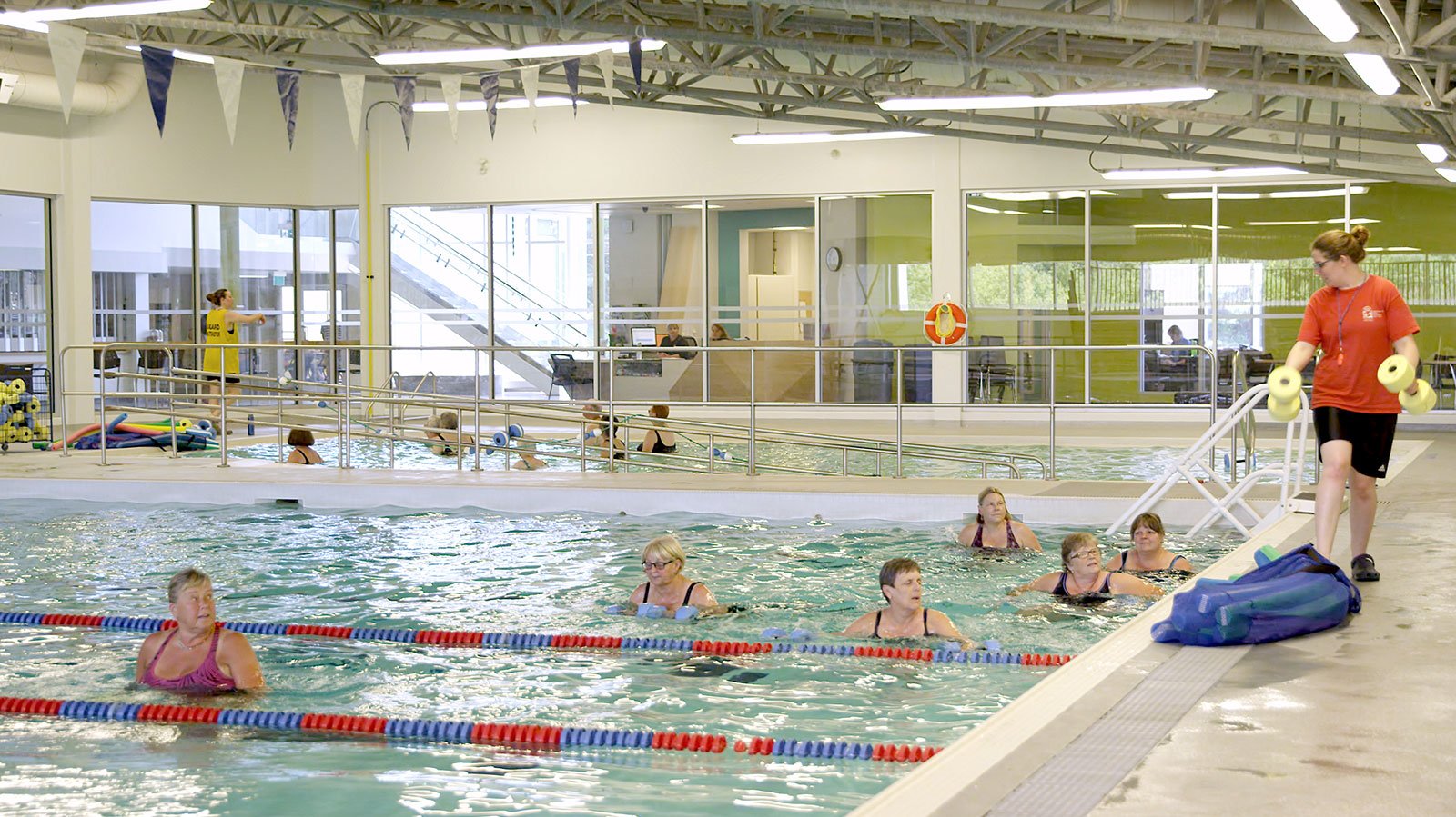 Aqua fitness participants in the pool